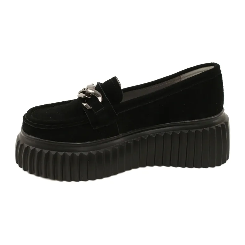 Black suede moccasins with Dorland sole