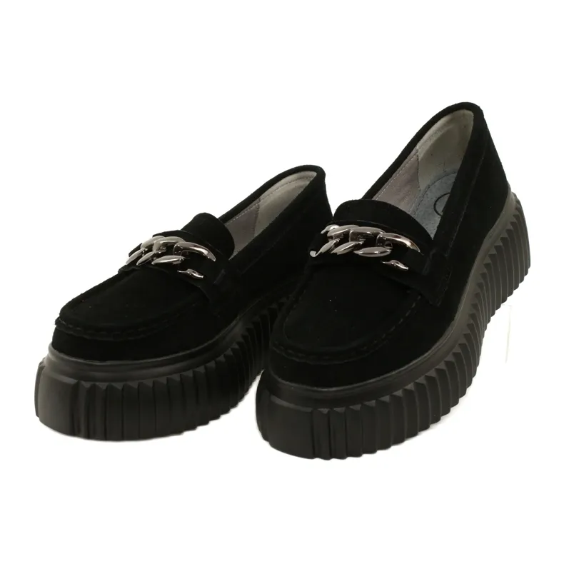 Black suede moccasins with Dorland sole