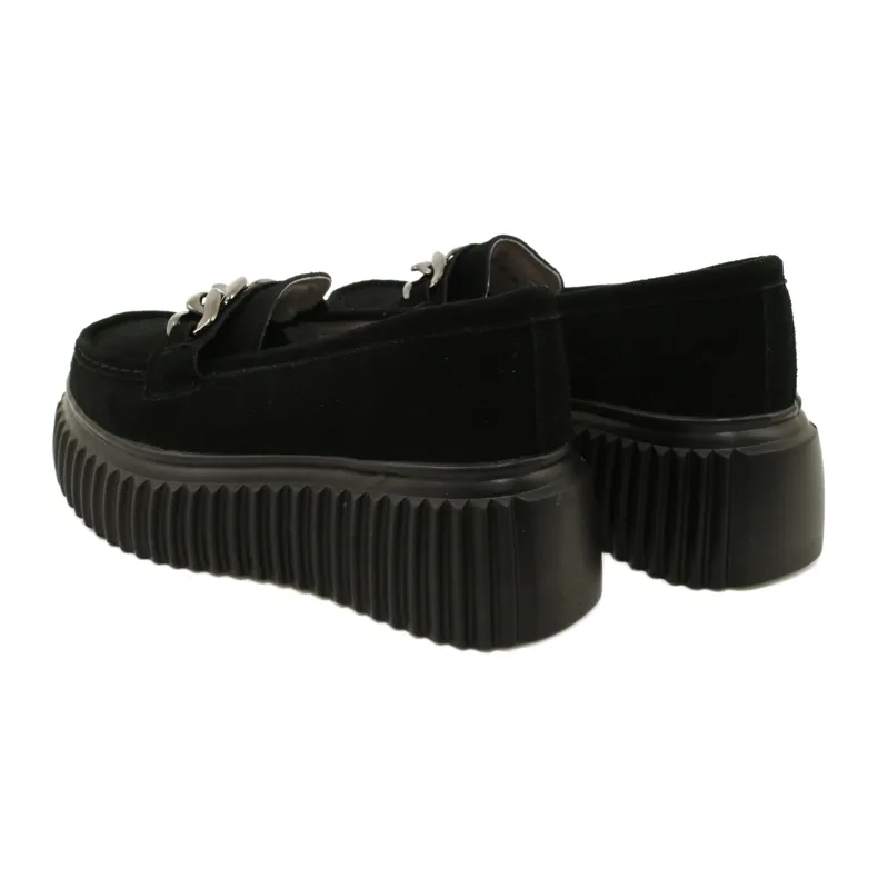 Black suede moccasins with Dorland sole