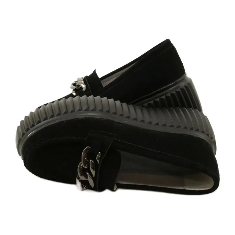 Black suede moccasins with Dorland sole