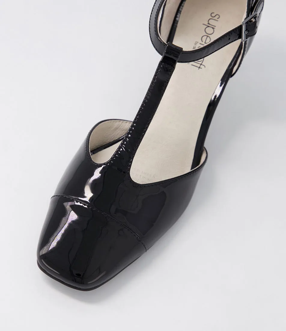 SUPERSOFT Beelieve Black Patent Leather Mary Jane Heels