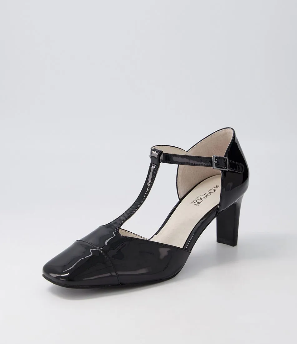 SUPERSOFT Beelieve Black Patent Leather Mary Jane Heels