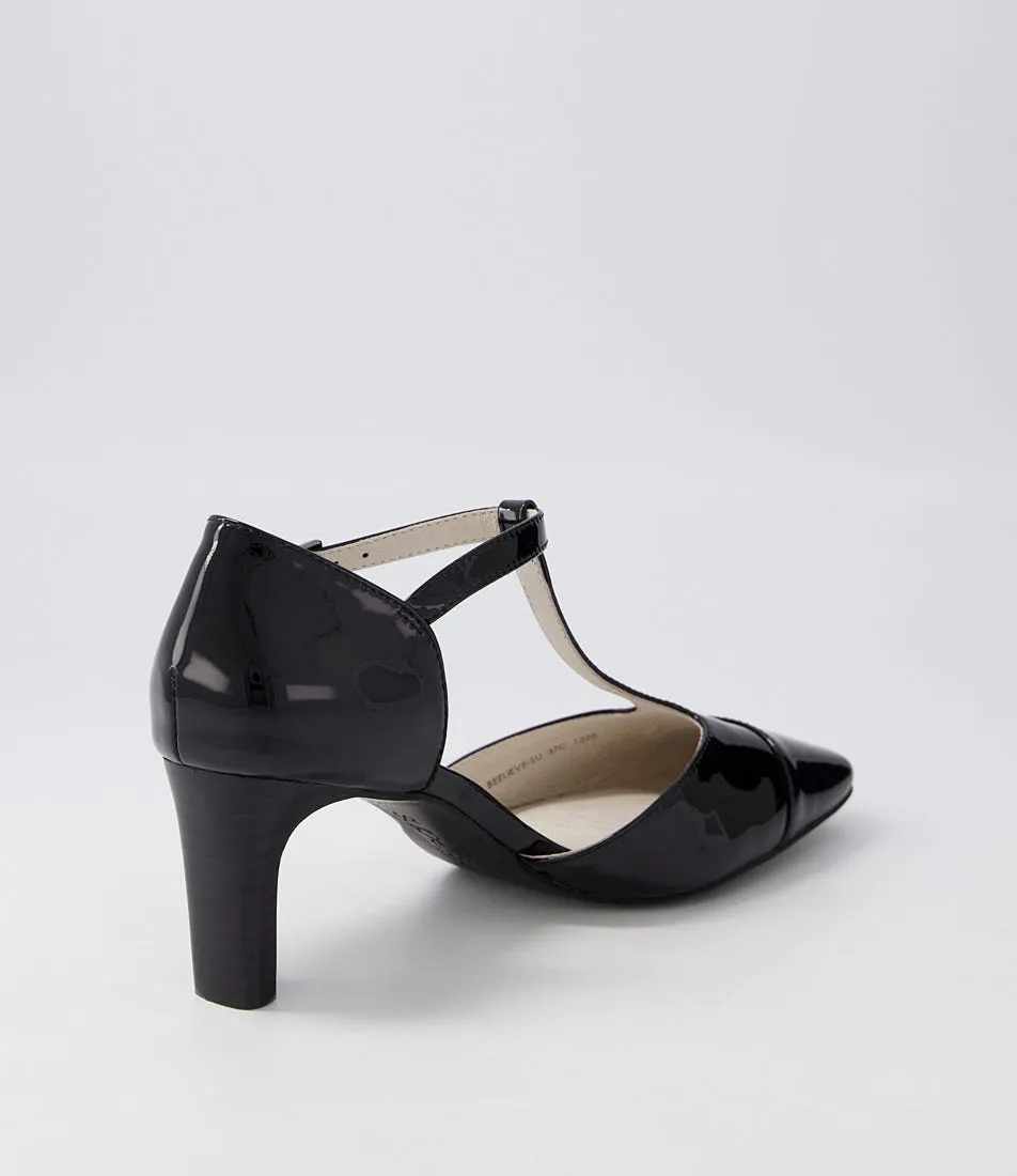 SUPERSOFT Beelieve Black Patent Leather Mary Jane Heels