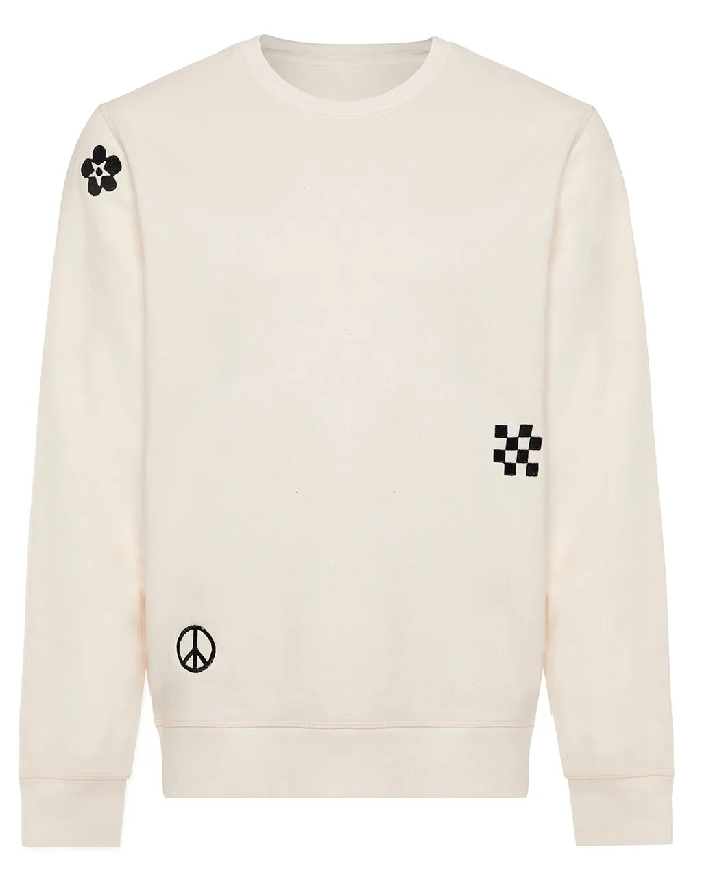 Symbols Embroidered Sweatshirt Ecru