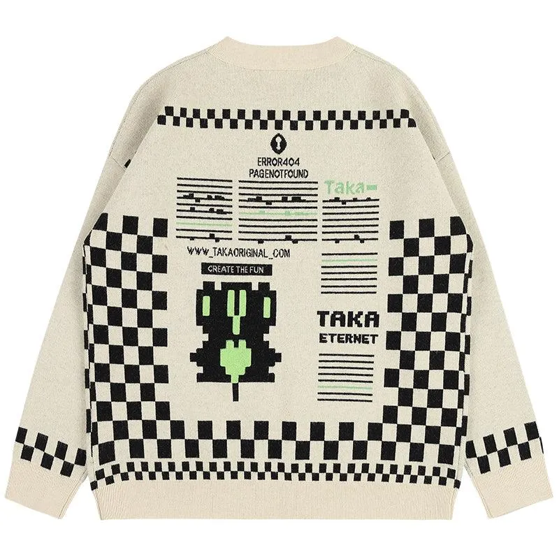 TAKA Original [ Eternet 001 ] Internet love checkboard knit jumper