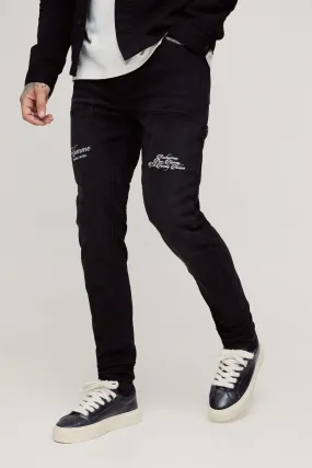 Tall Heavyweight Skinny Fit Embroidered Carpenter Trousers