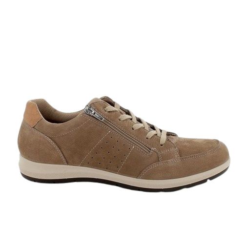 Taupe Nubuck Sneakers for Men by Enval with Gum Sole