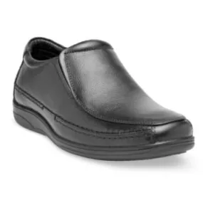 Teakwood Genuine Leather Black Slip-On Shoes