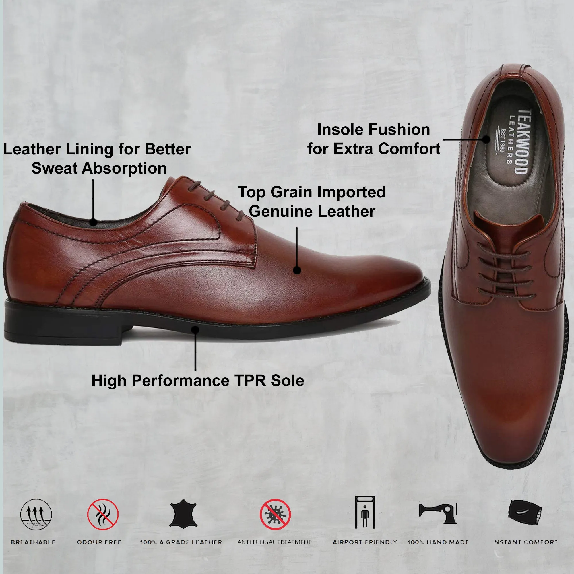 Teakwood Genuine Leather Brown Shoes