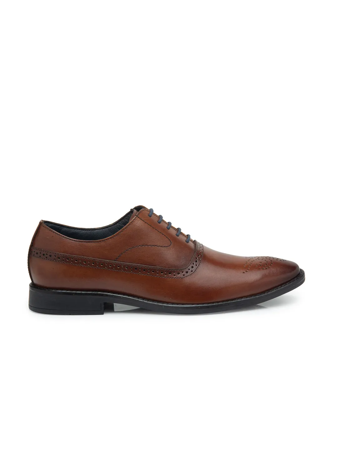 Teakwood Leather Men Perforated Derby Formal Shoes(COGNAC)