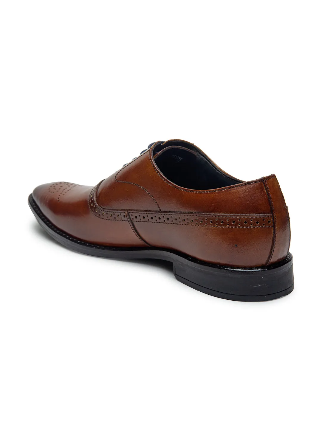 Teakwood Leather Men Perforated Derby Formal Shoes(COGNAC)