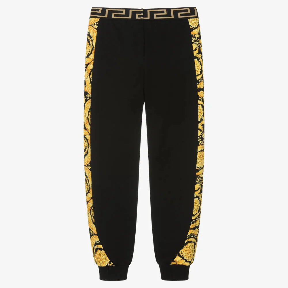 Teen Black & Gold Cotton Barocco Joggers