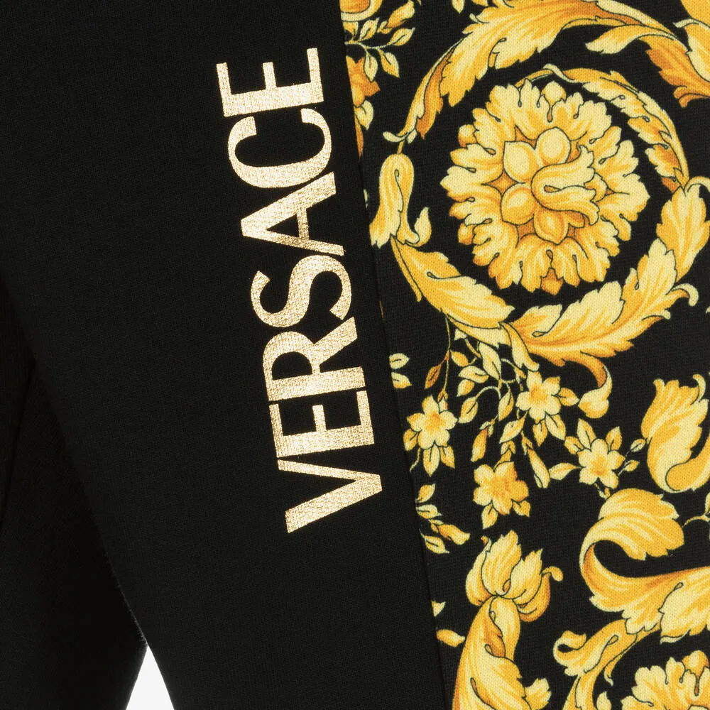 Teen Black & Gold Cotton Barocco Joggers