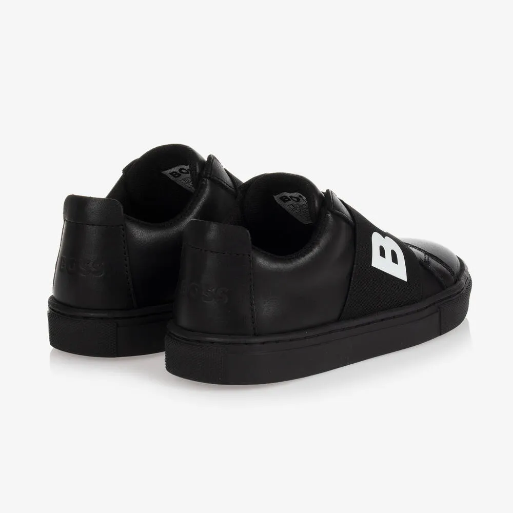 Teen Boys Black Logo Trainers