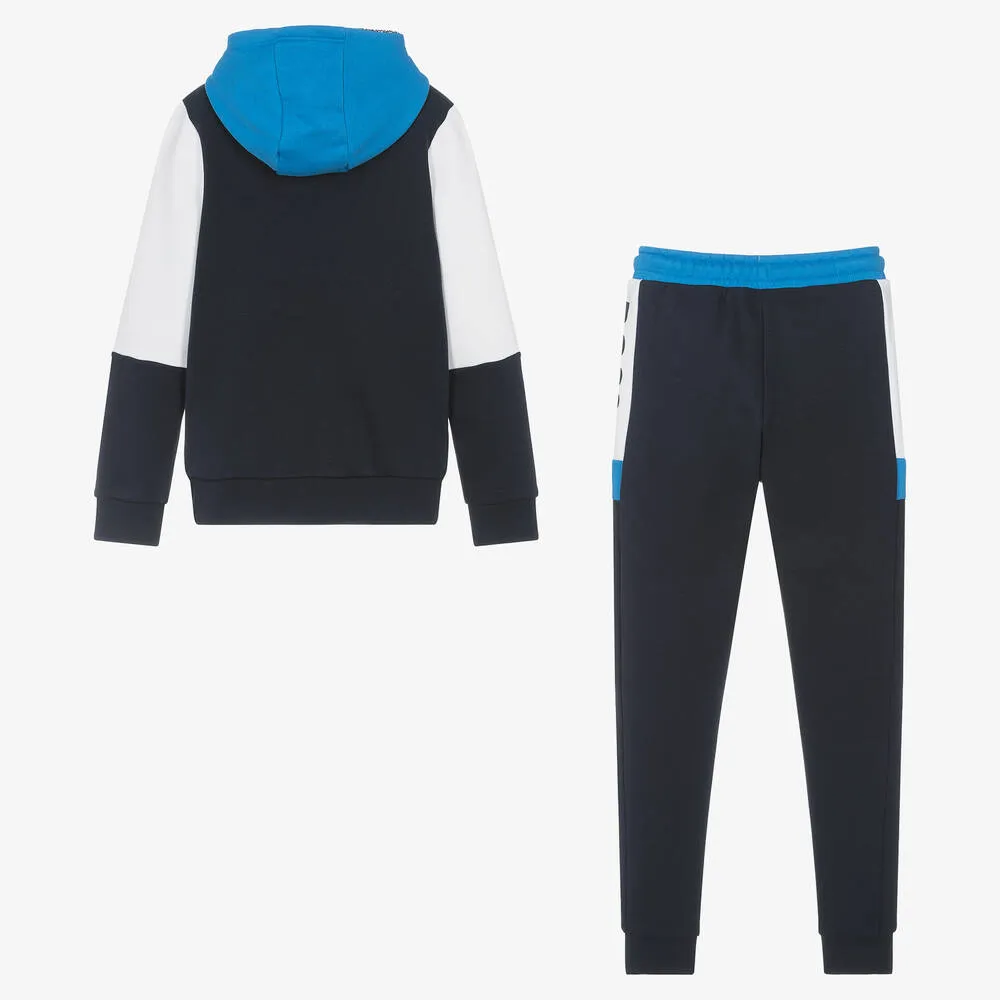 Teen Boys Blue & White Cotton Tracksuit