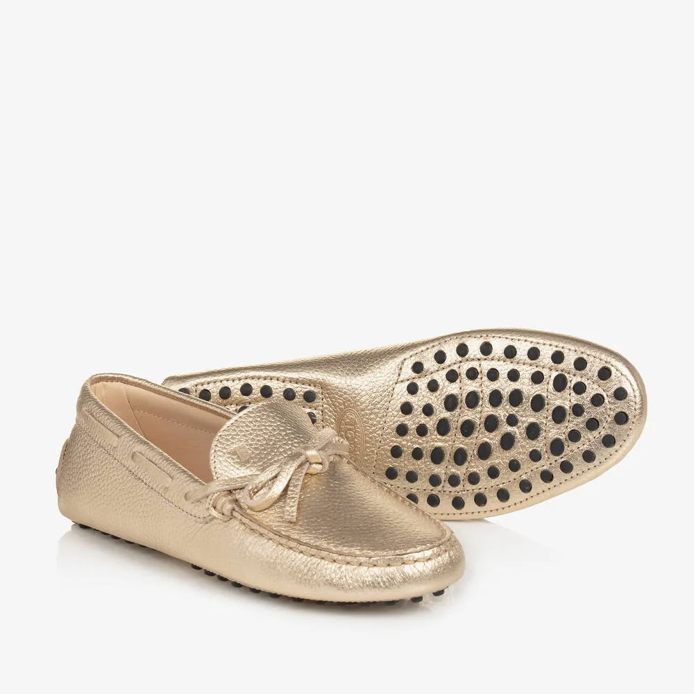 Gold Leather Teen Moccasins