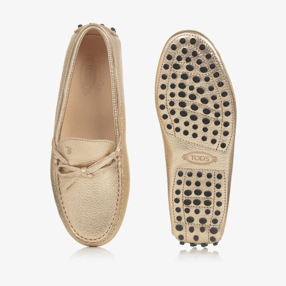 Gold Leather Teen Moccasins