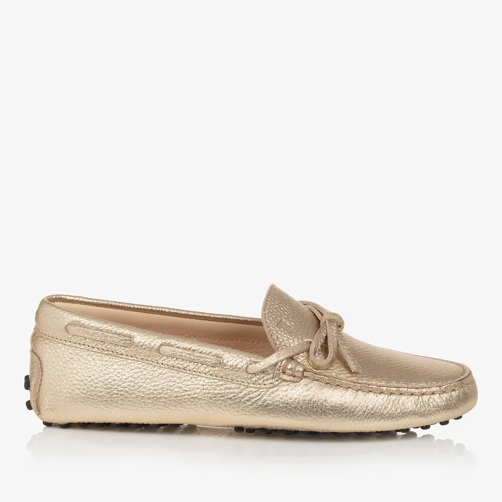 Gold Leather Teen Moccasins