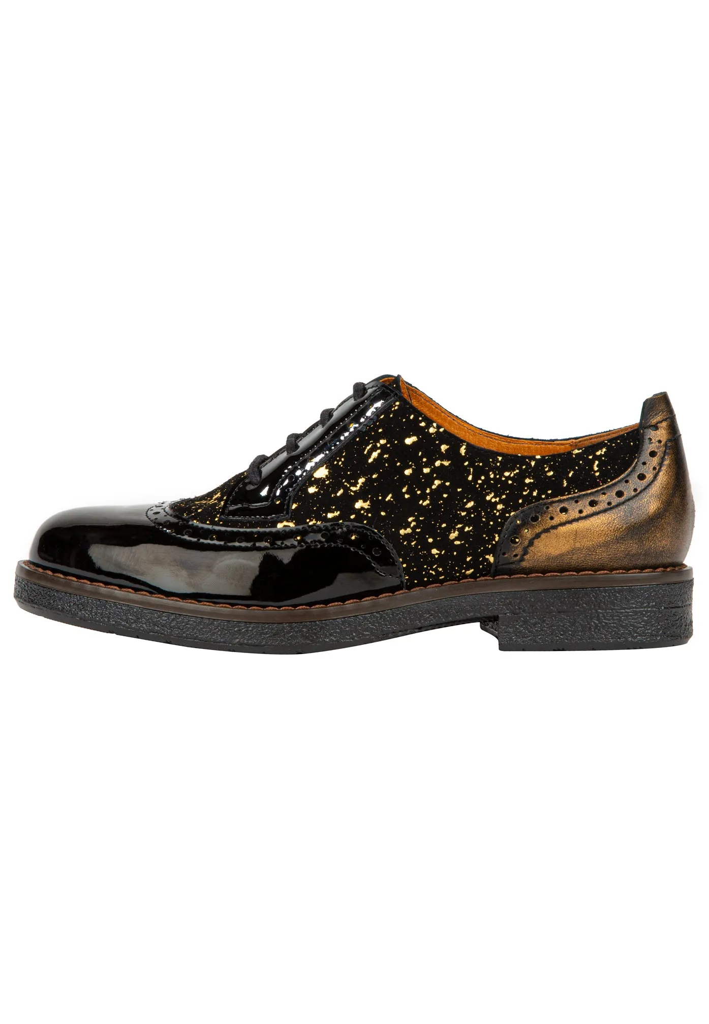 THE ARTIST BLACK & GOLD - Women's derby shoe in golden paint drops on black leather