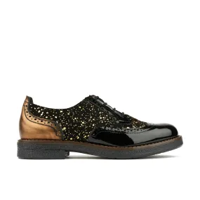 THE ARTIST BLACK & GOLD - Women's derby shoe in golden paint drops on black leather