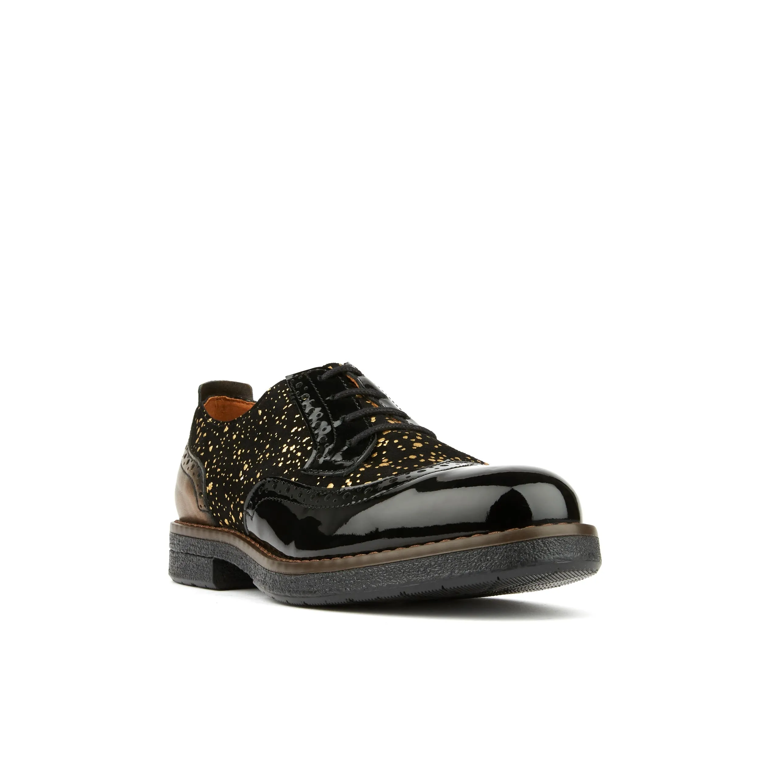 THE ARTIST BLACK & GOLD - Women's derby shoe in golden paint drops on black leather