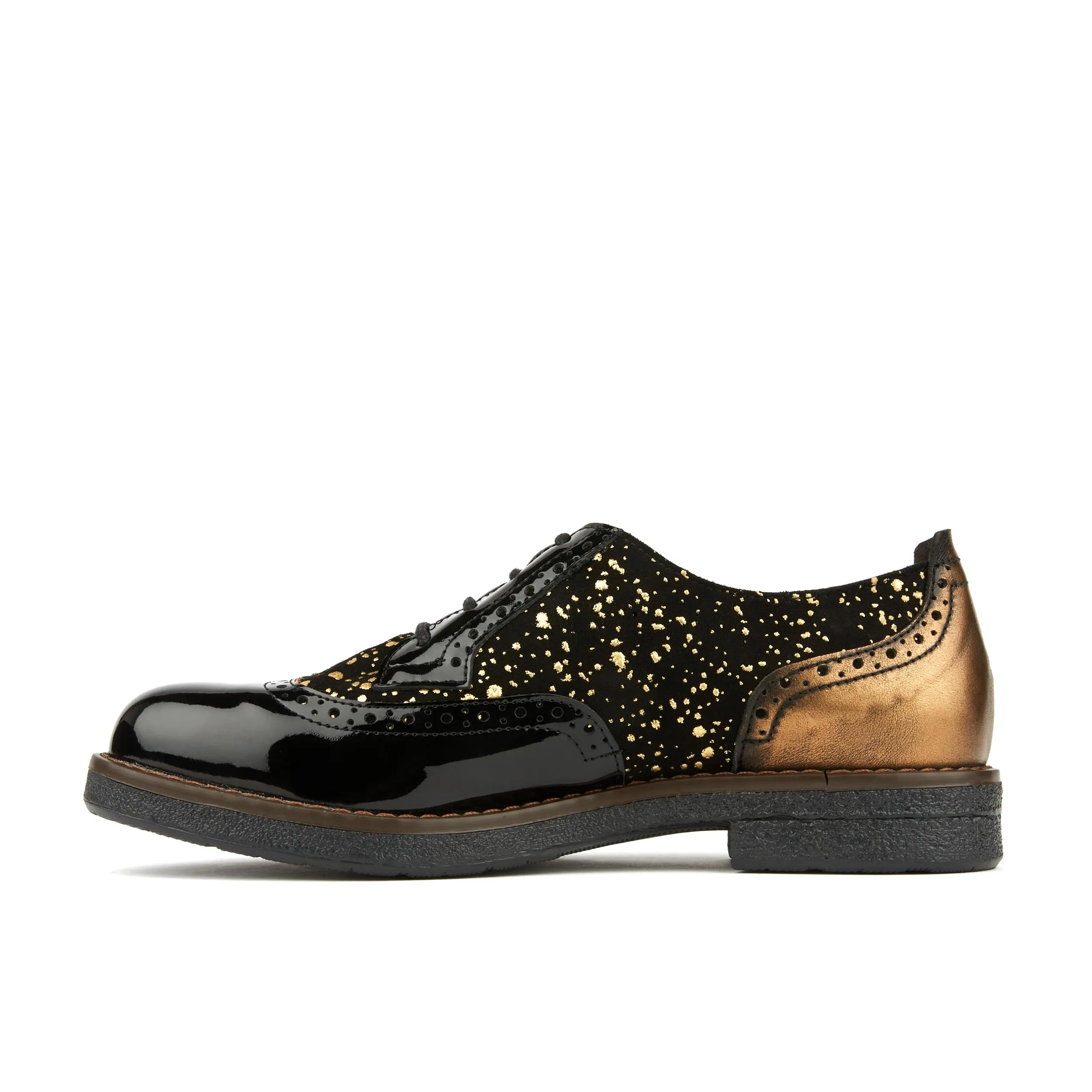 THE ARTIST BLACK & GOLD - Women's derby shoe in golden paint drops on black leather