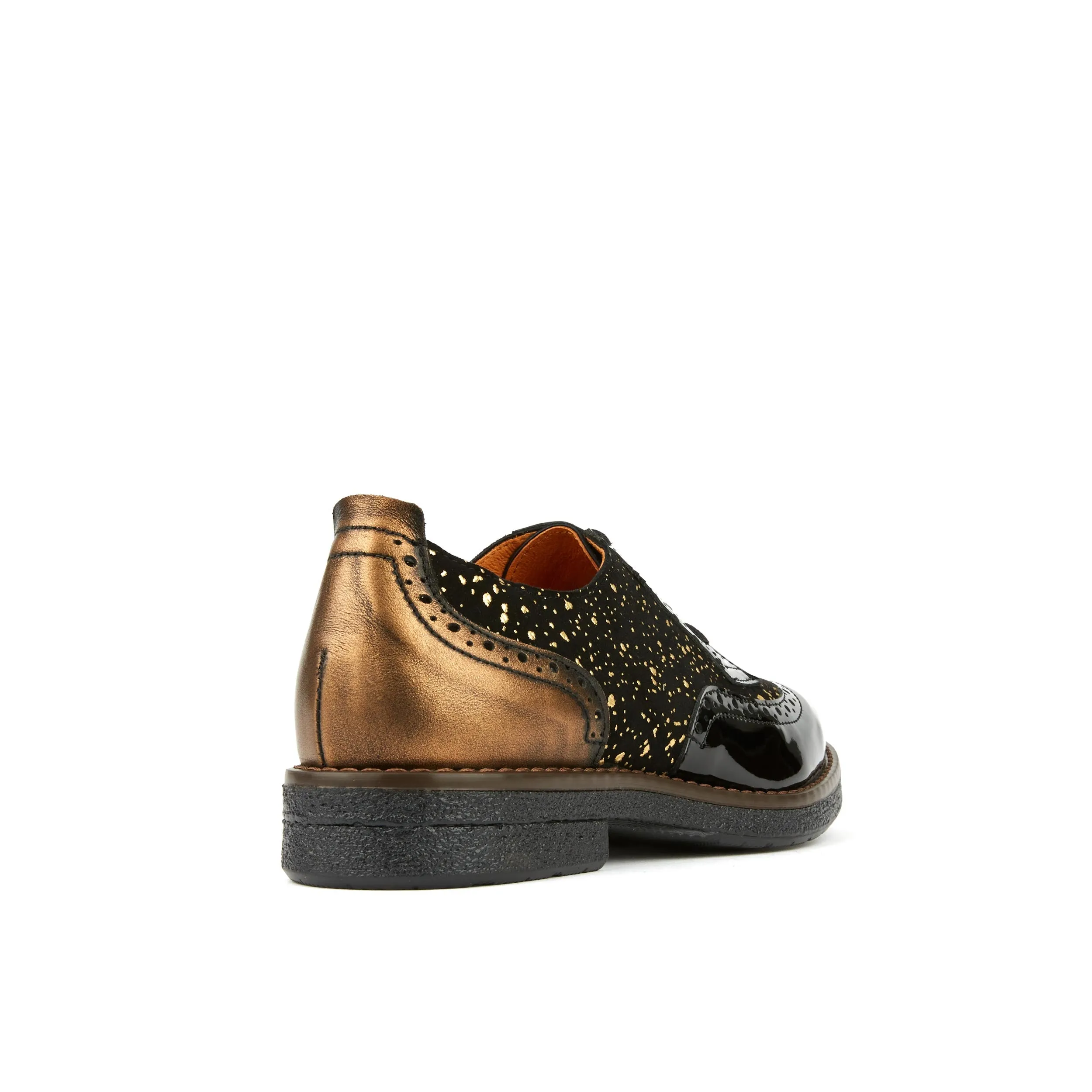 THE ARTIST BLACK & GOLD - Women's derby shoe in golden paint drops on black leather