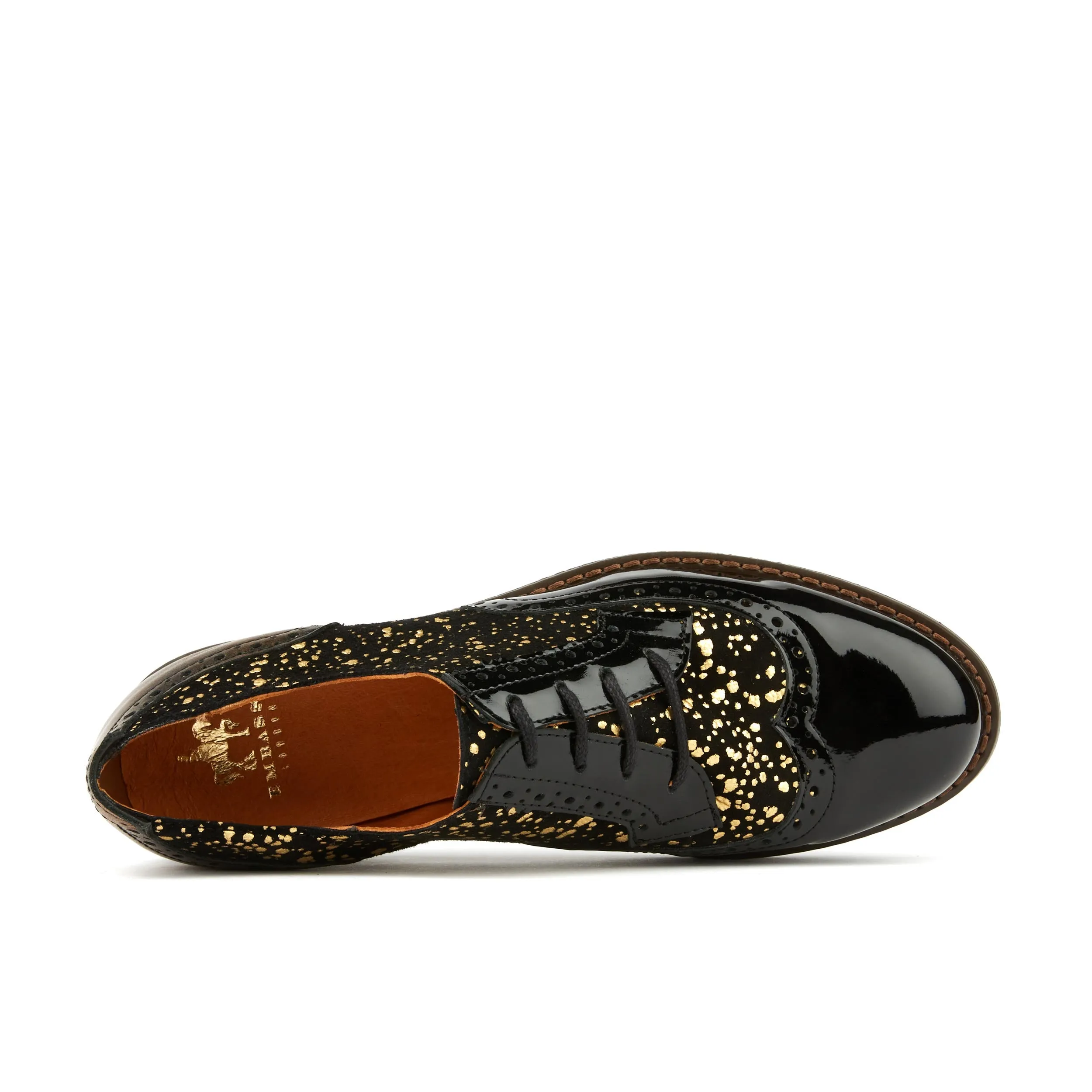 THE ARTIST BLACK & GOLD - Women's derby shoe in golden paint drops on black leather