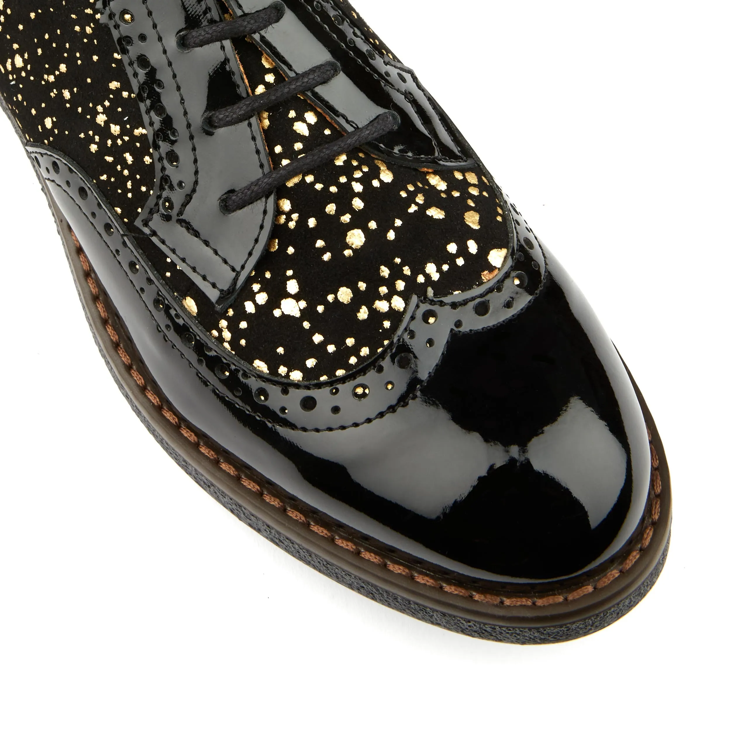 THE ARTIST BLACK & GOLD - Women's derby shoe in golden paint drops on black leather