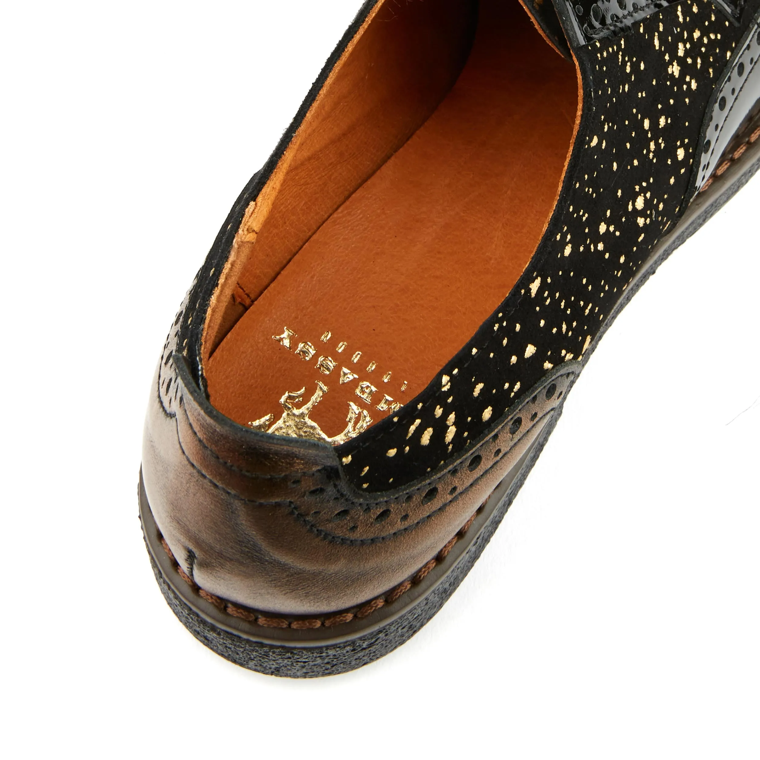 THE ARTIST BLACK & GOLD - Women's derby shoe in golden paint drops on black leather