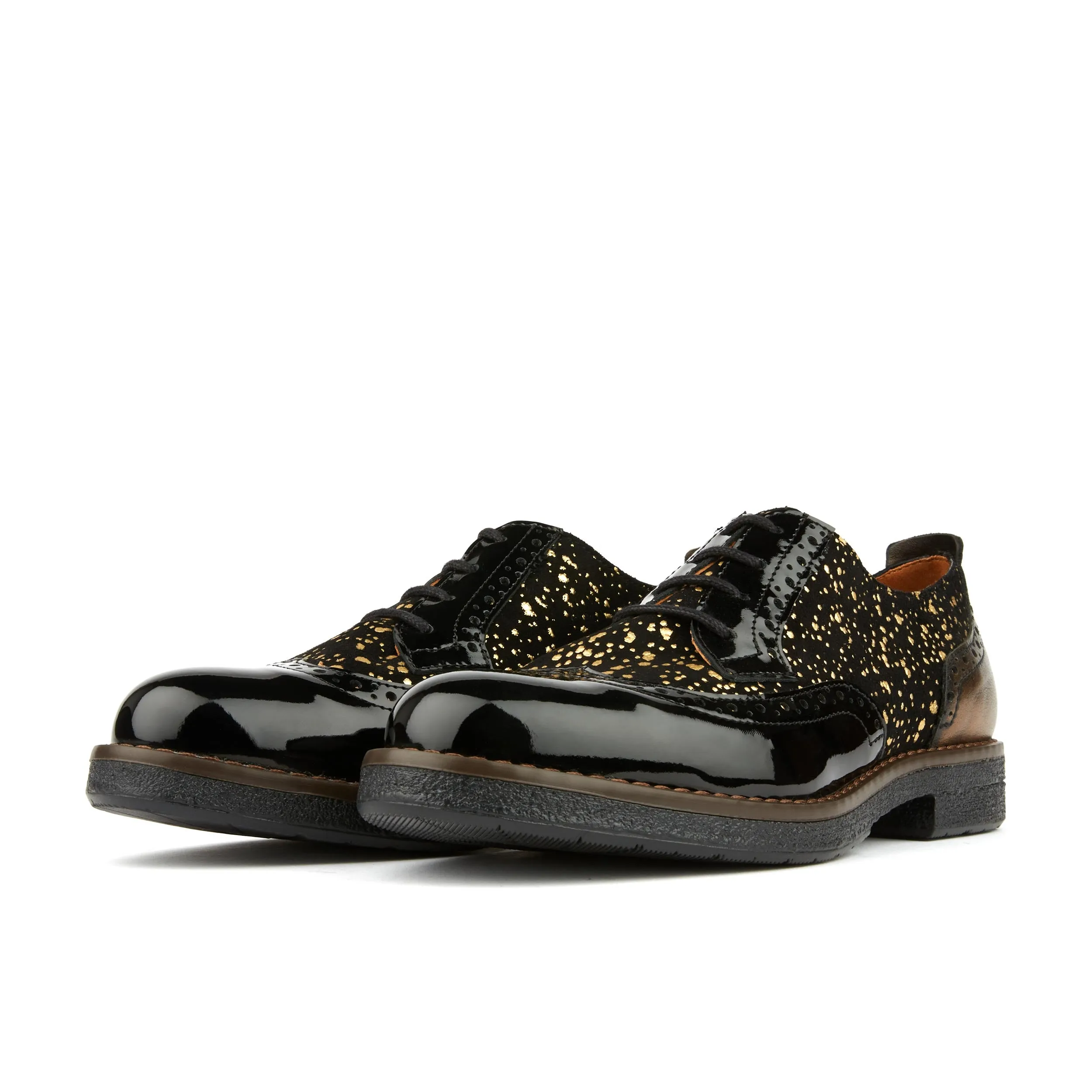 THE ARTIST BLACK & GOLD - Women's derby shoe in golden paint drops on black leather