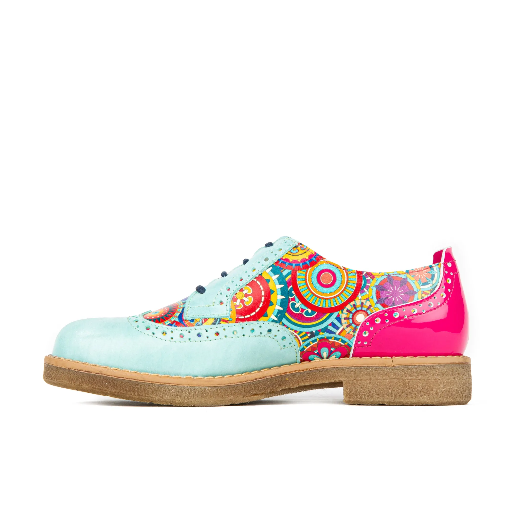 THE ARTIST LIGHT BLUE - Women's derby leather shoe with brogue detailing