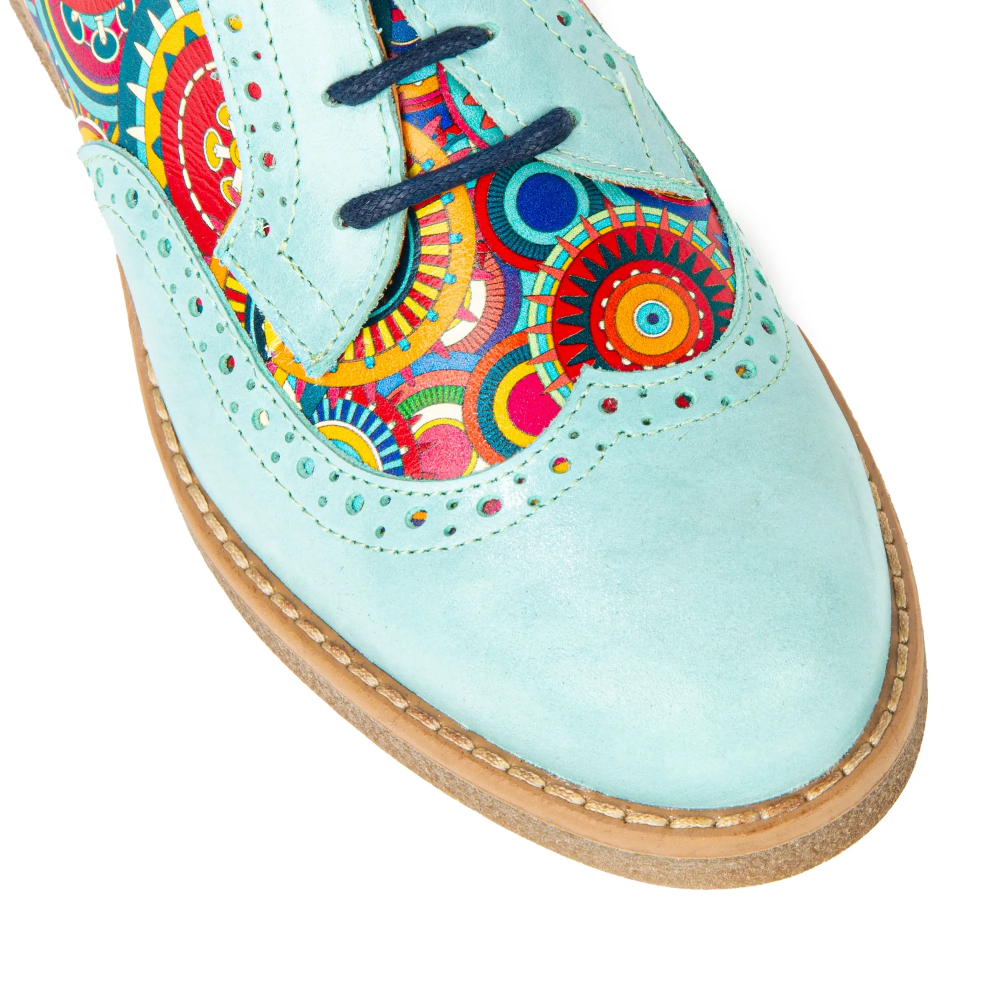 THE ARTIST LIGHT BLUE - Women's derby leather shoe with brogue detailing