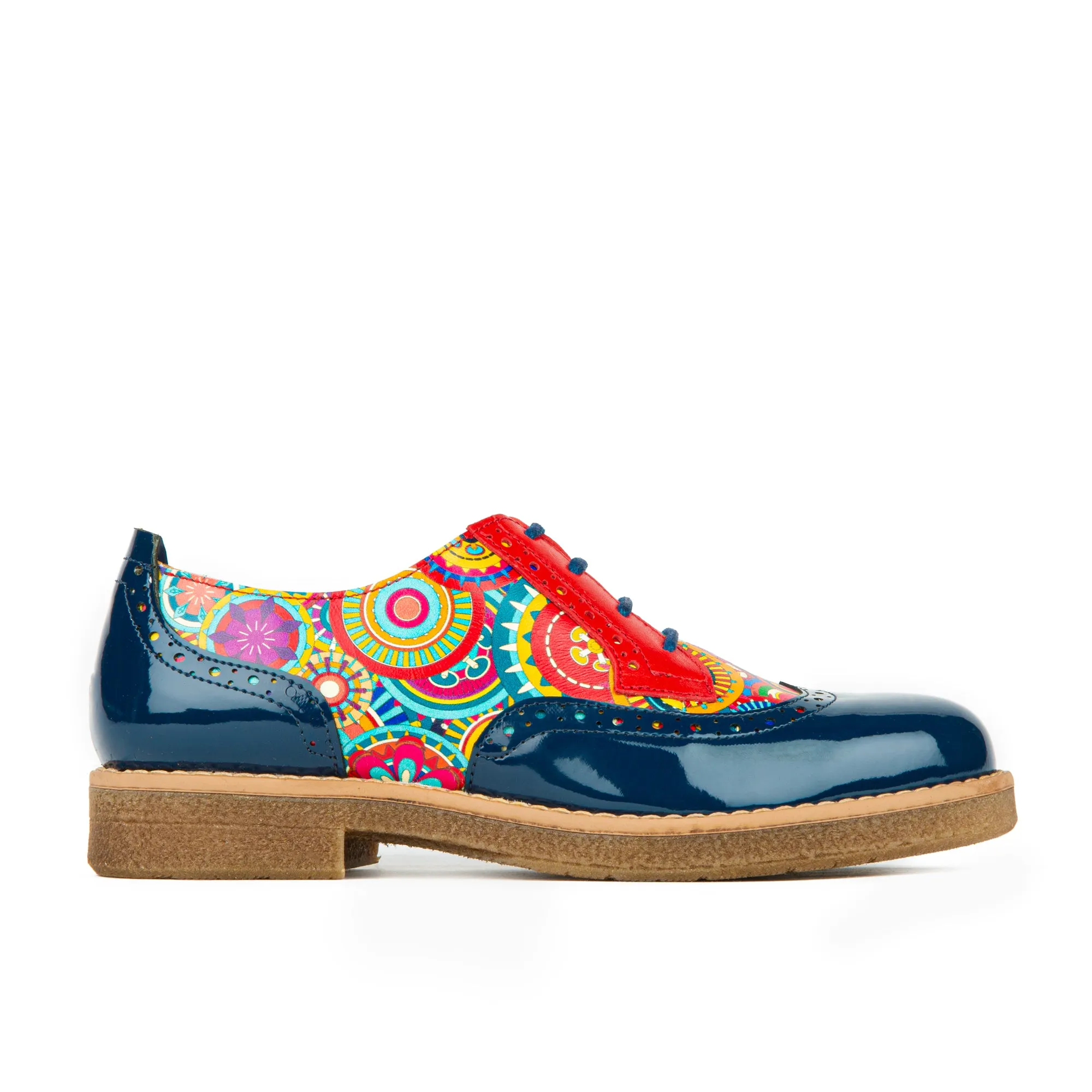 THE ARTIST NAVY MULTI - Women's derby leather shoe with brogue detailing