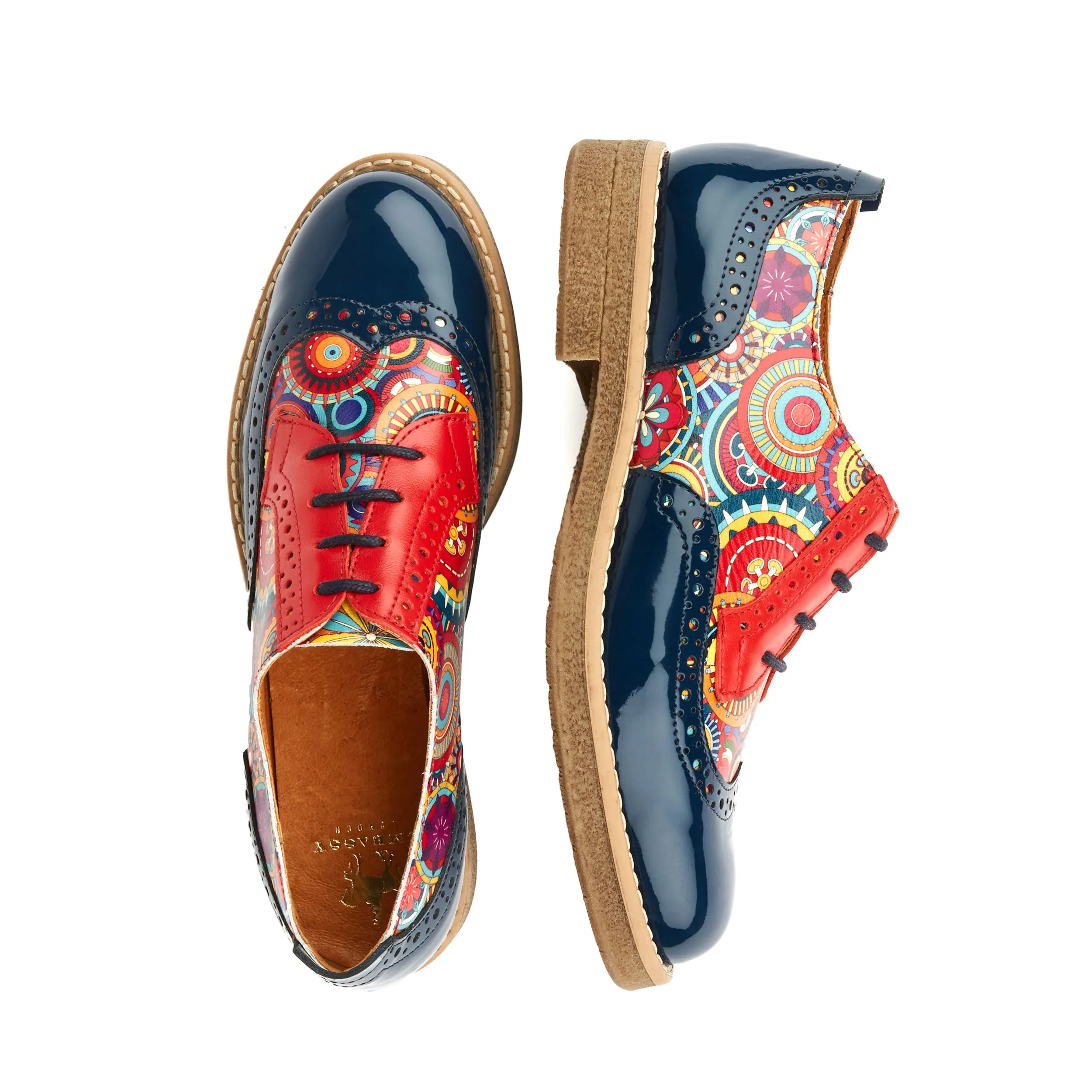 THE ARTIST NAVY MULTI - Women's derby leather shoe with brogue detailing