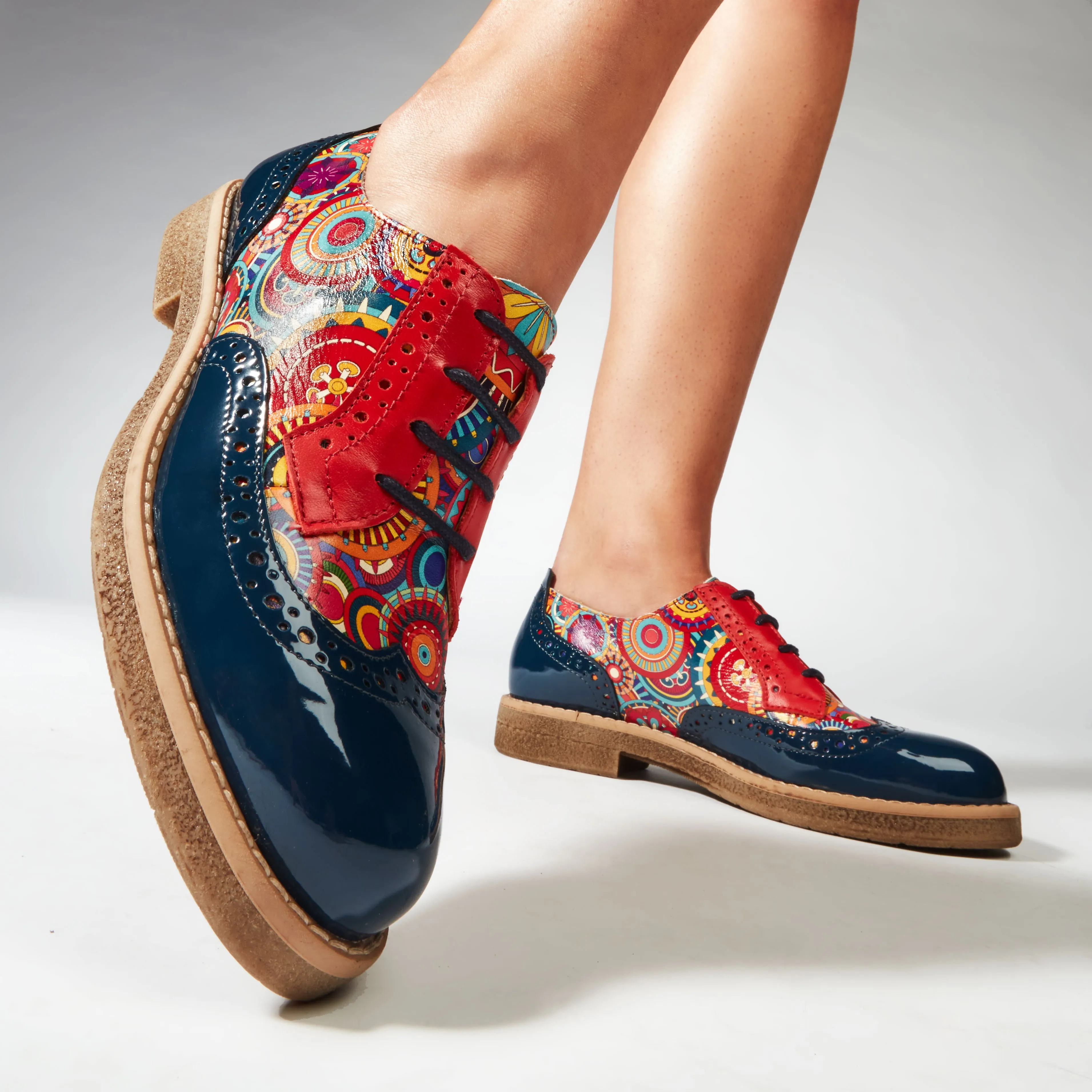 THE ARTIST NAVY MULTI - Women's derby leather shoe with brogue detailing