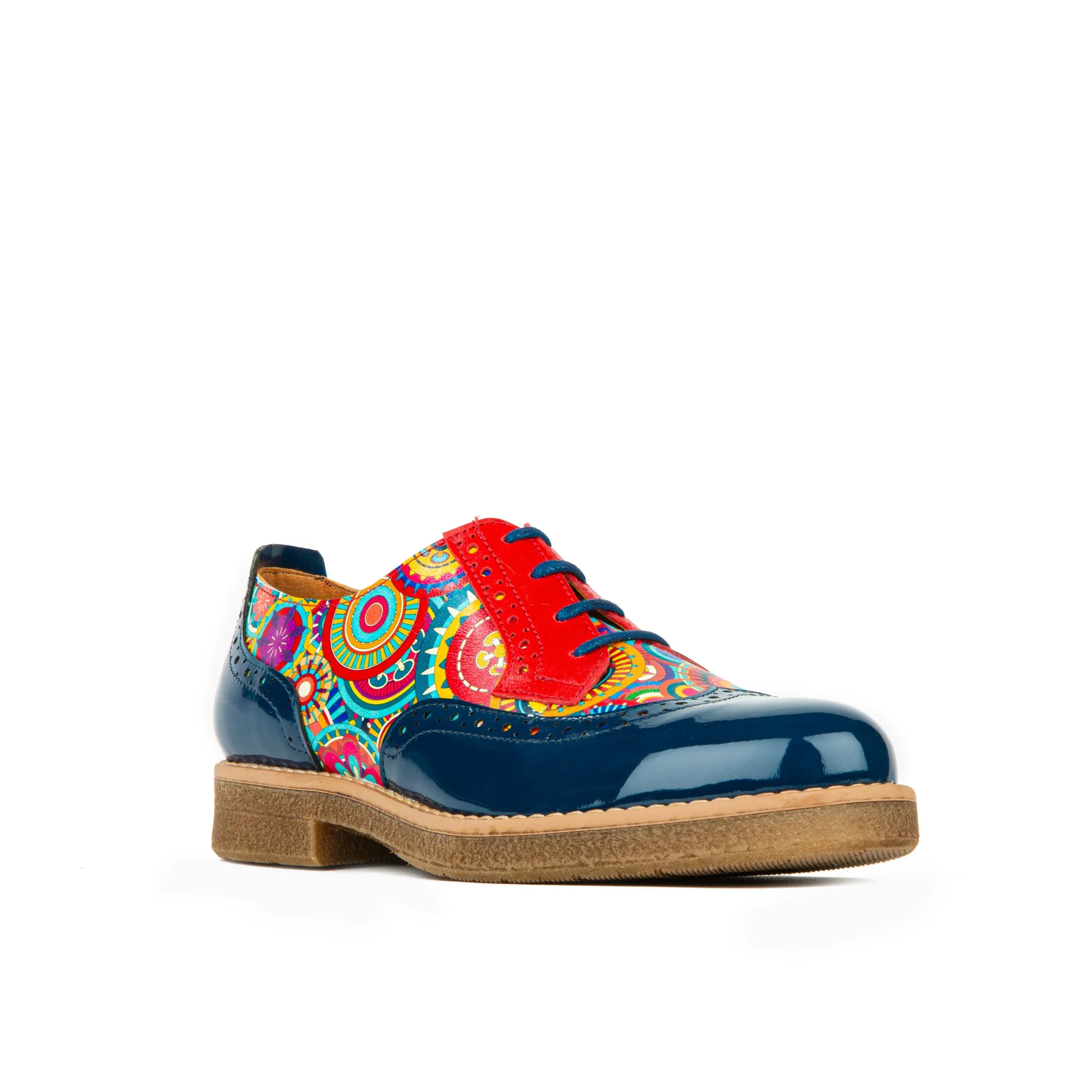 THE ARTIST NAVY MULTI - Women's derby leather shoe with brogue detailing