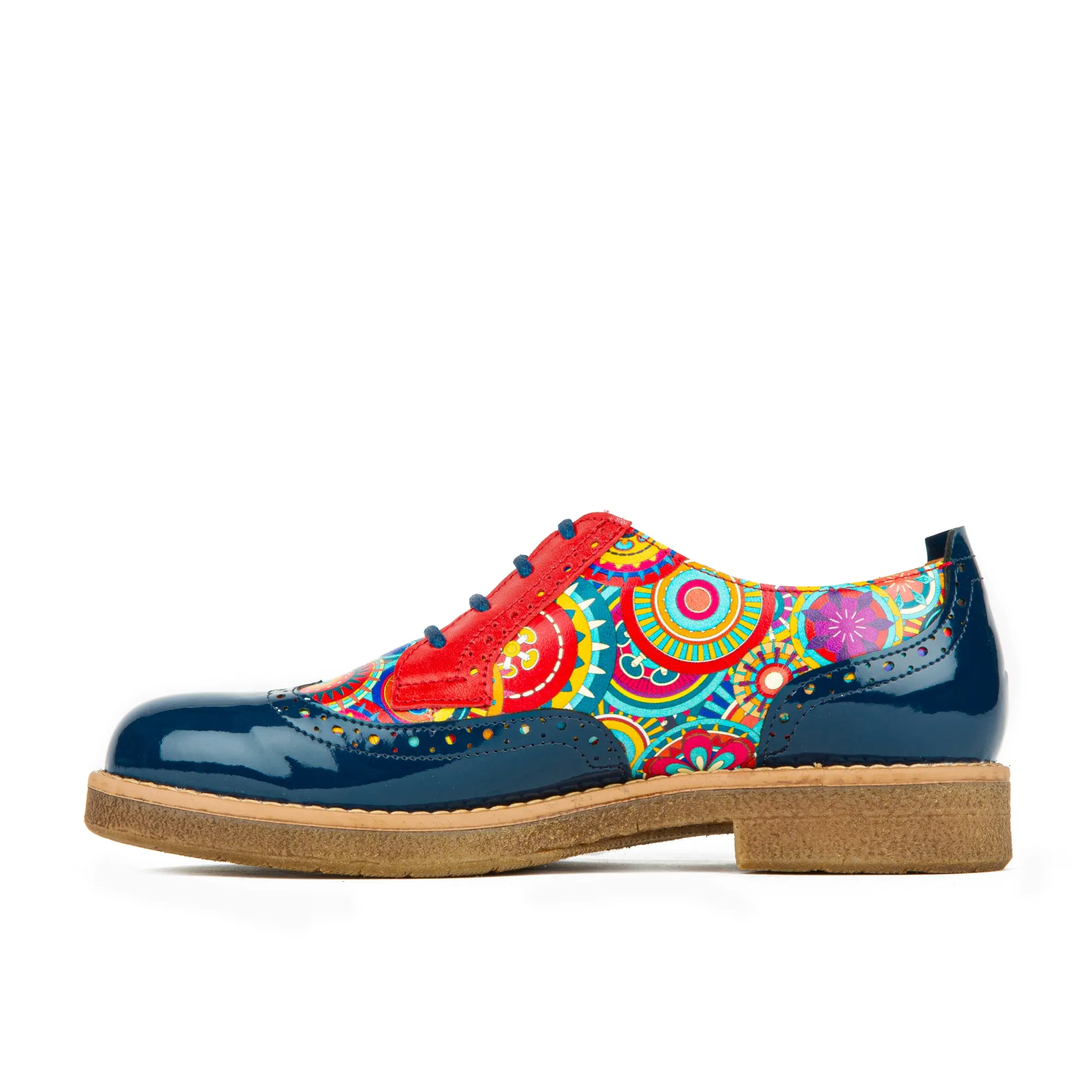 THE ARTIST NAVY MULTI - Women's derby leather shoe with brogue detailing