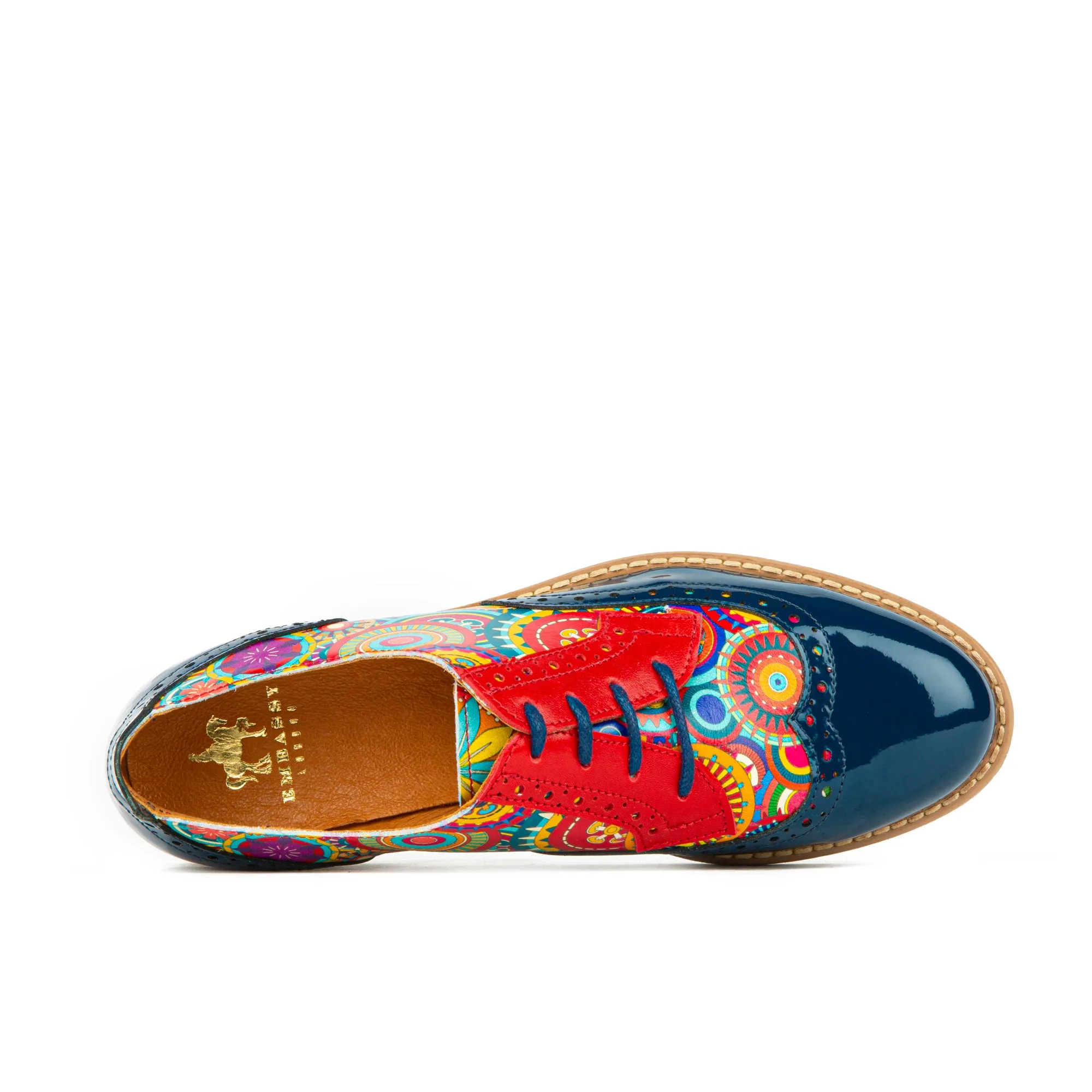 THE ARTIST NAVY MULTI - Women's derby leather shoe with brogue detailing