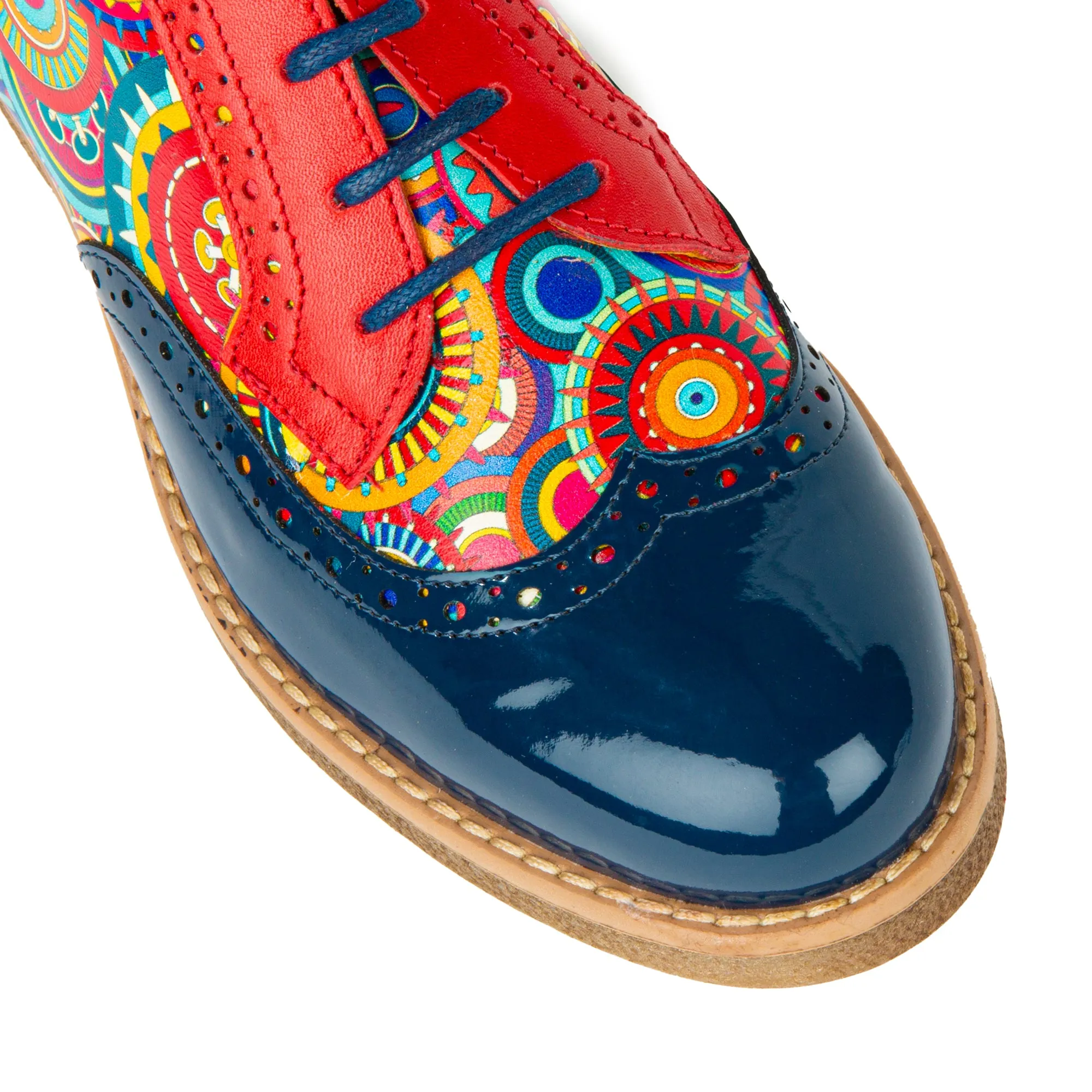 THE ARTIST NAVY MULTI - Women's derby leather shoe with brogue detailing