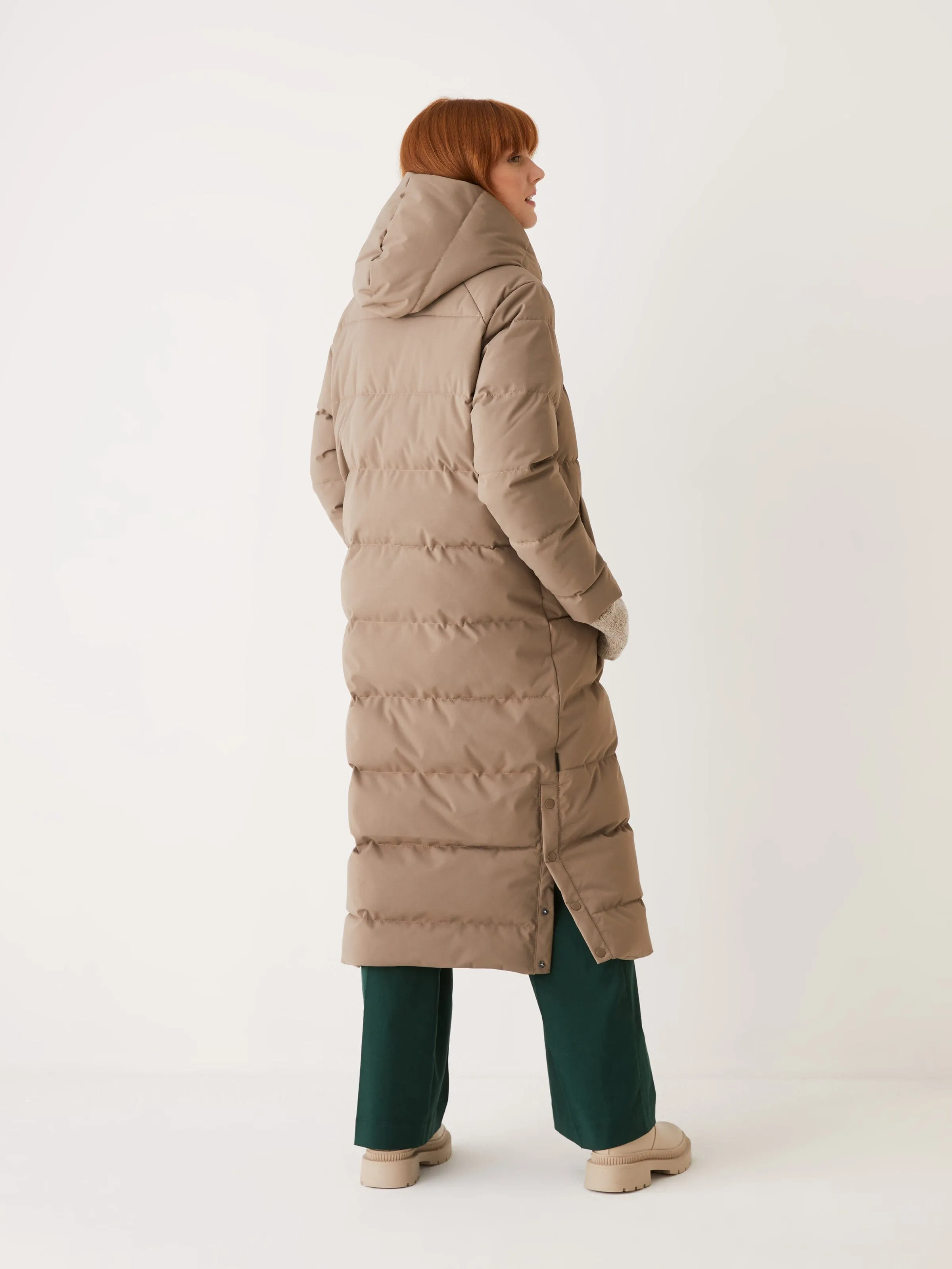 The Highland Long Puffer Coat in Walnut