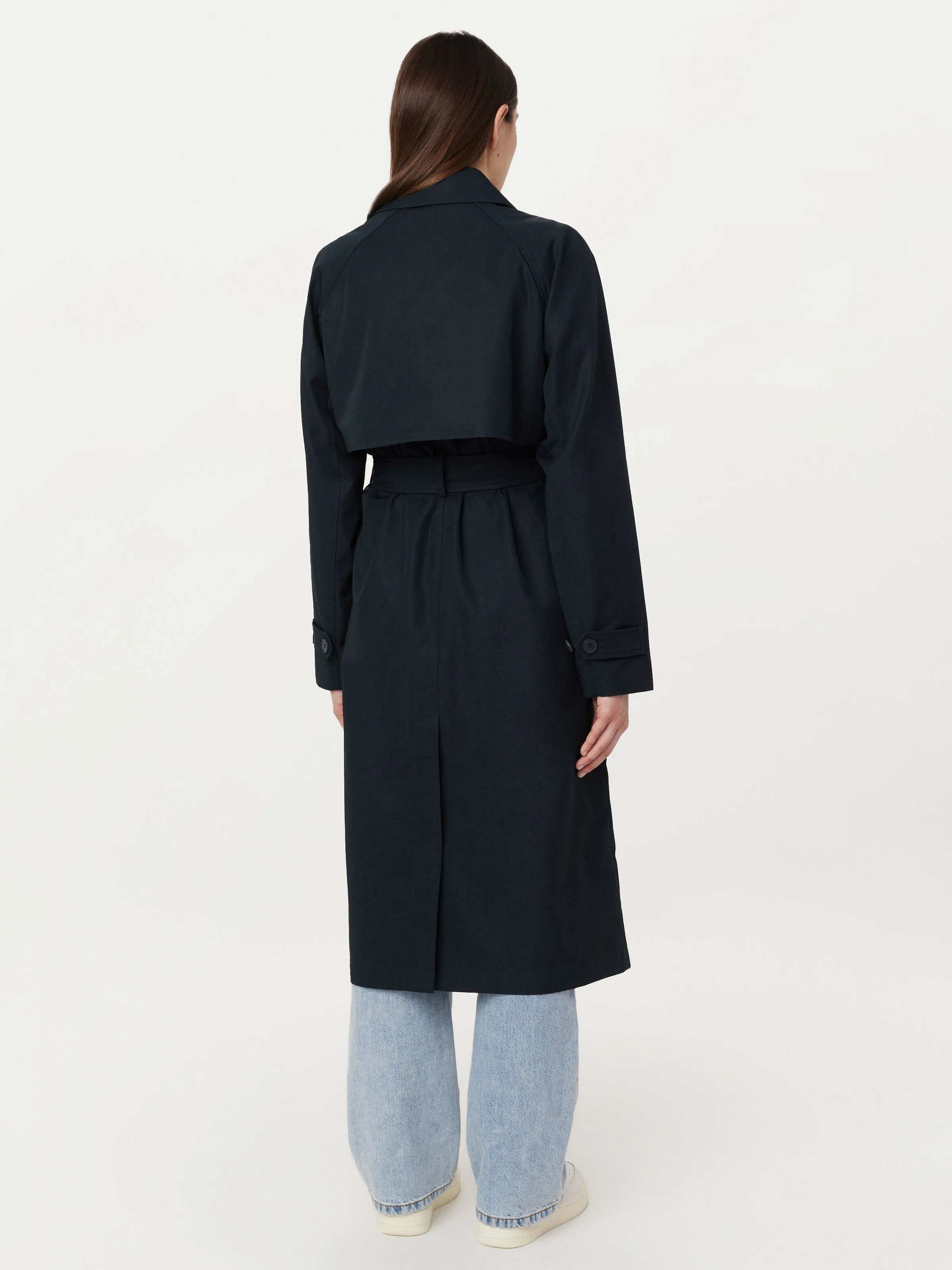 The Long Trench Coat in Deep Blue