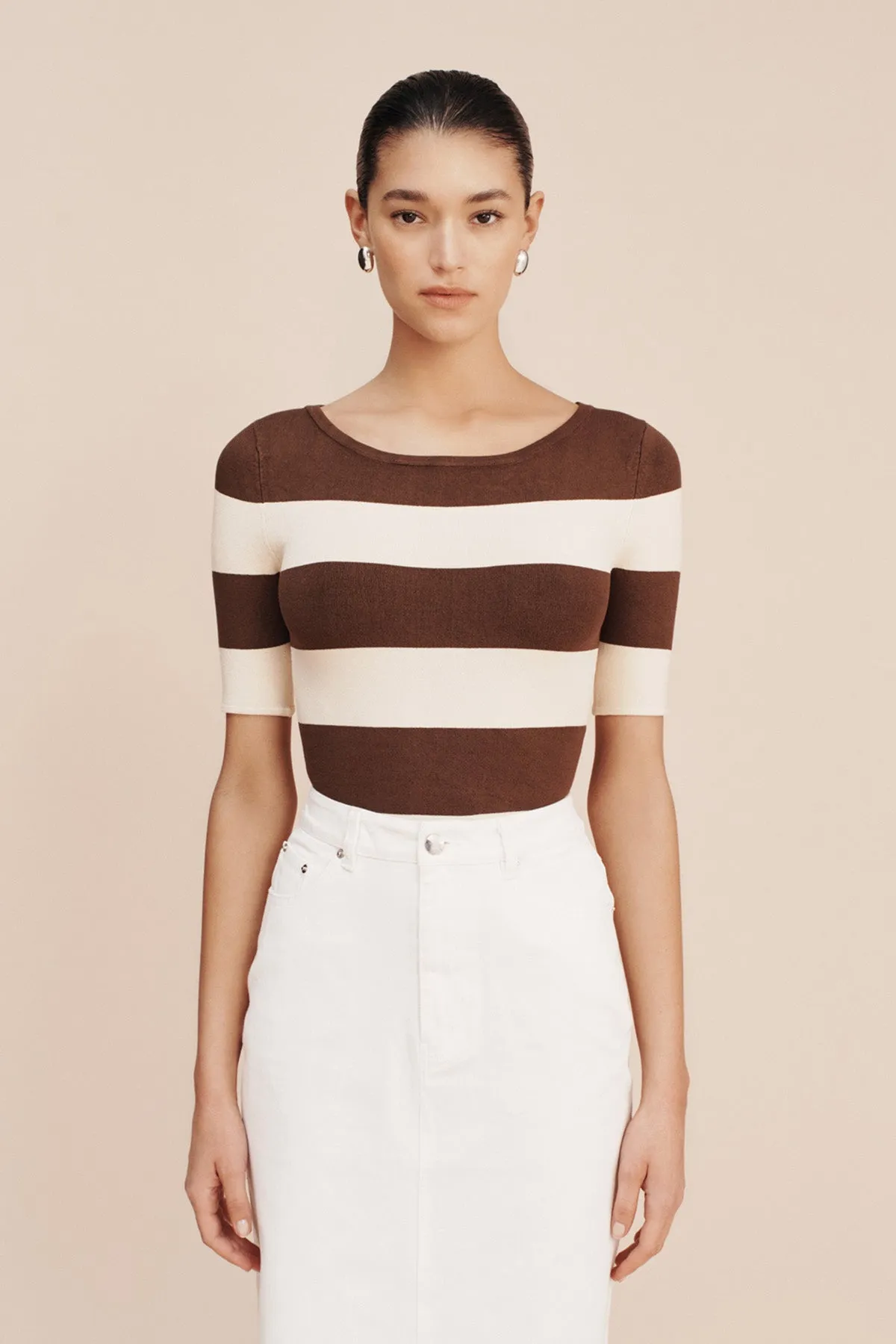 Theo Top Chocolate Stripe