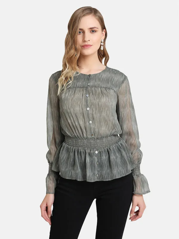 Top with Smocked Waist - Printed