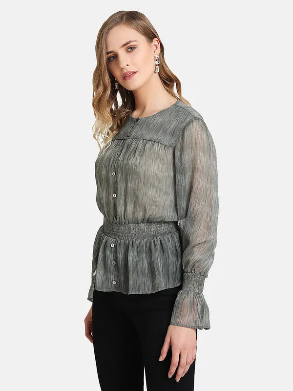 Top with Smocked Waist - Printed