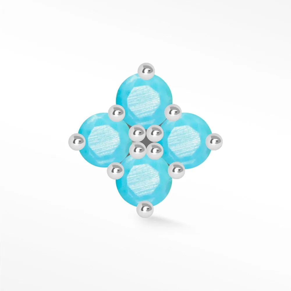 Turquoise Clover Flat Back Earring White Gold