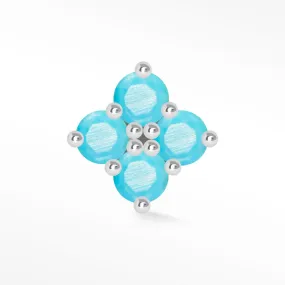 Turquoise Clover Flat Back Earring White Gold