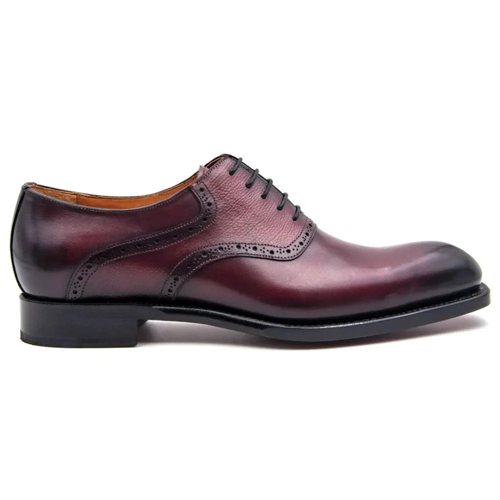 Burgundy Plain Toe Oxfords by Ugo Vasare