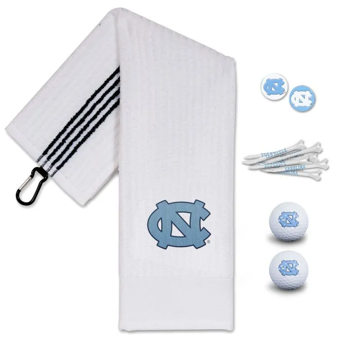 UNC Tar Heels White Golf Set with Carolina Blue Logos