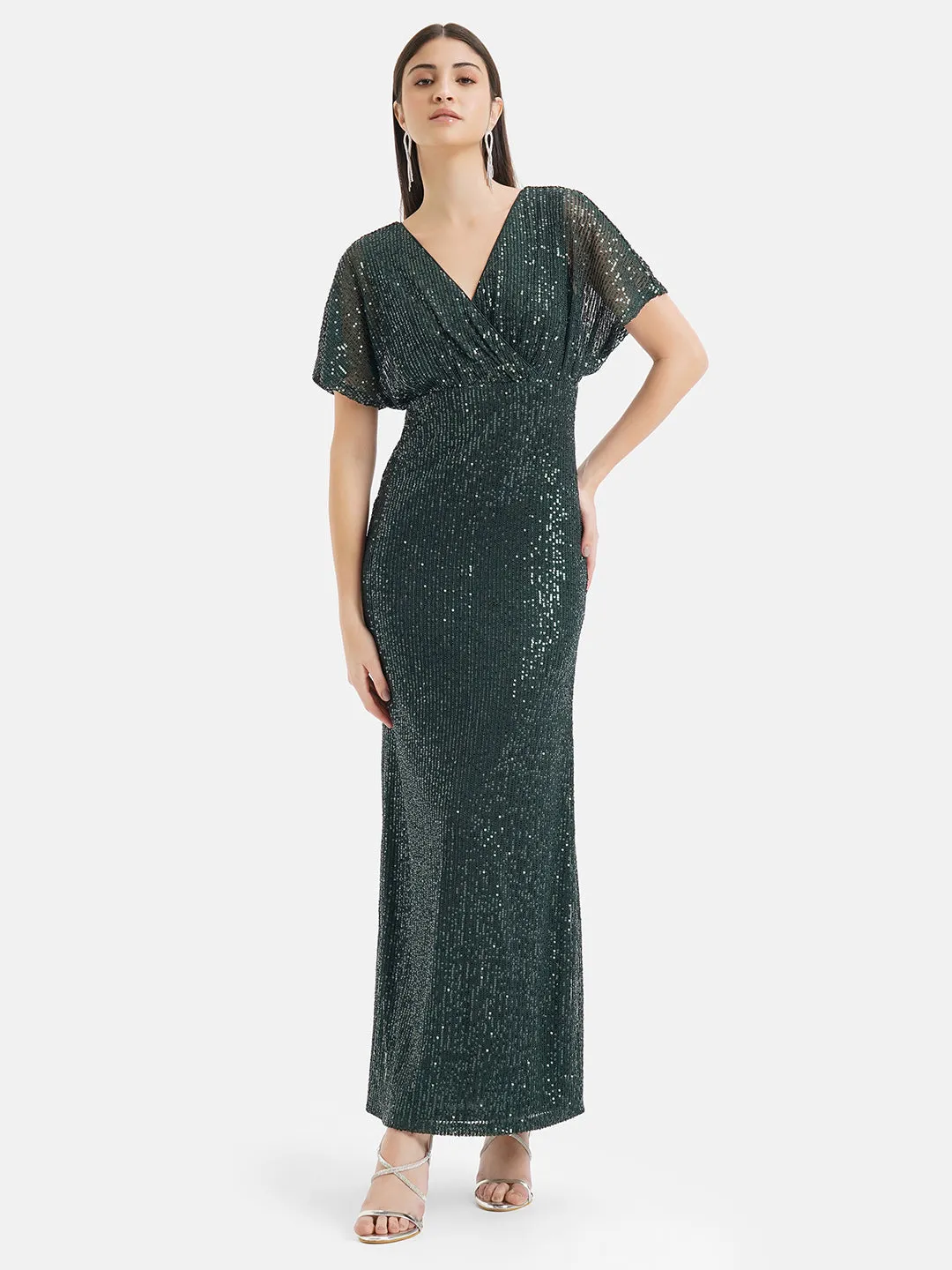 V-neck Maxi Dress with Sequins